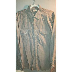 Mens XL Xlarge Beige Western Pearl Snap Long Sleeve Shirt SfPf Home •65